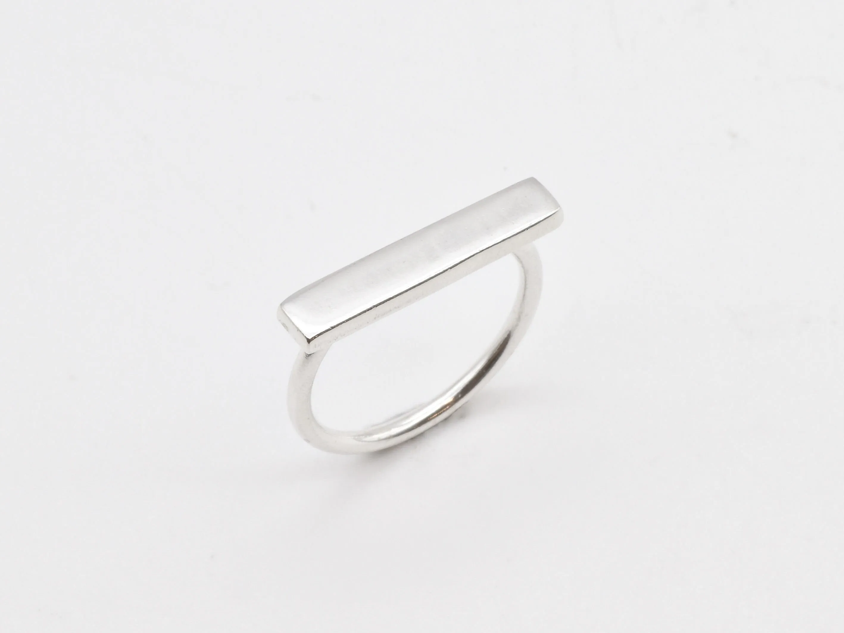 Silver Bar Ring - Minimalist Bar Ring - Rectangle Signet Band