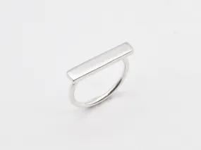 Silver Bar Ring - Minimalist Bar Ring - Rectangle Signet Band