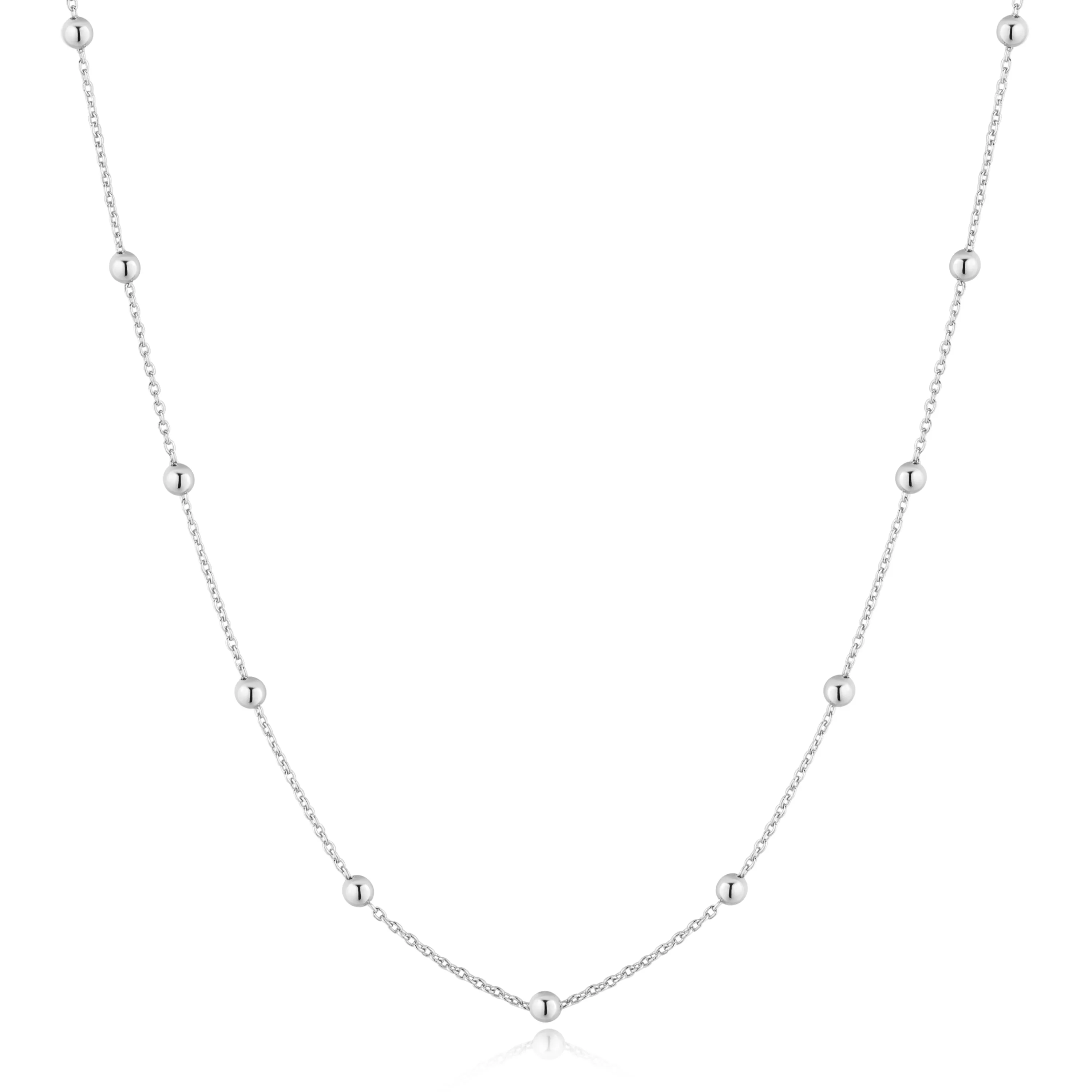 Silver Beaded Chain Necklace