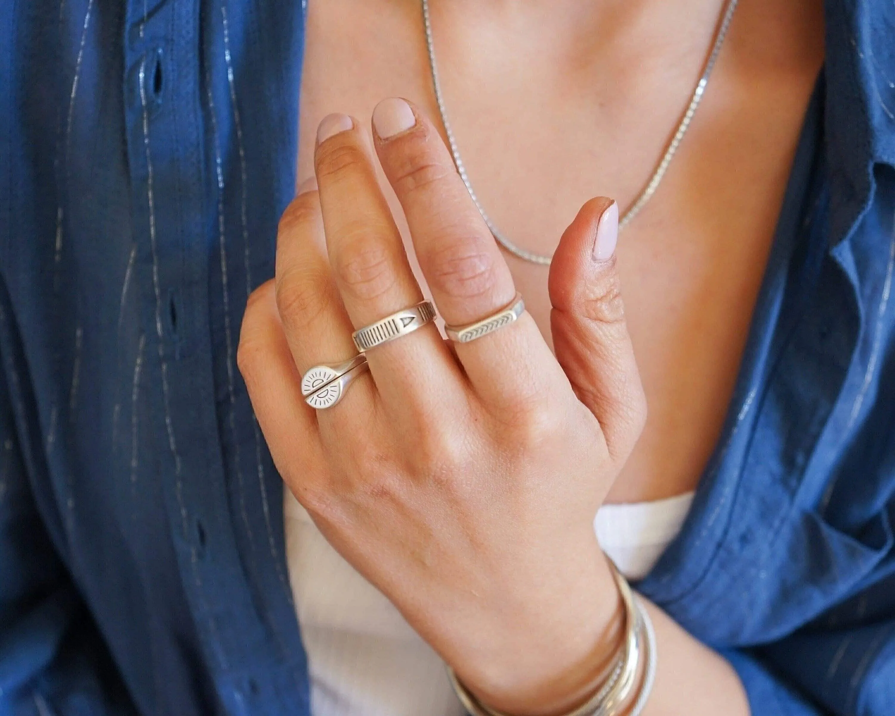 Silver Rectangular Arrows Ring