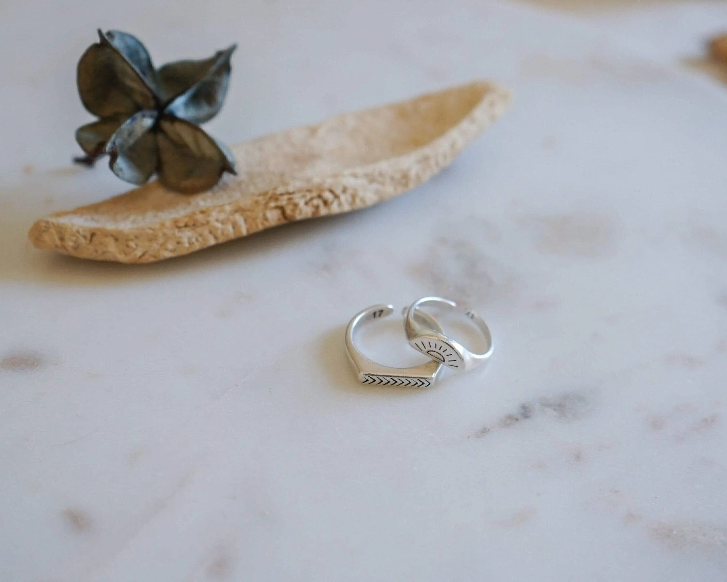 Silver Rectangular Arrows Ring