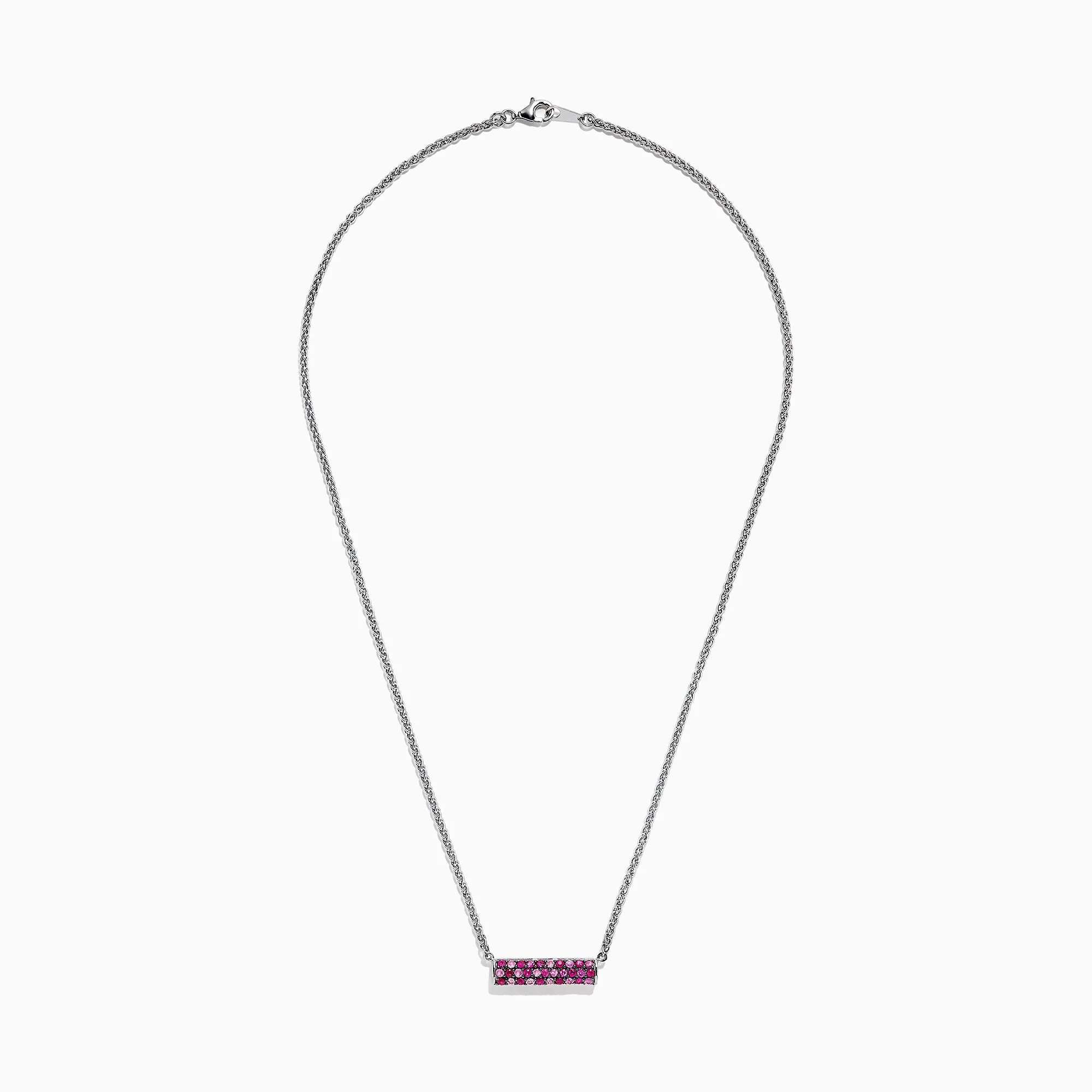 Splash Sterling Silver Pink Sapphire and Ruby Necklace, 1.00 TCW