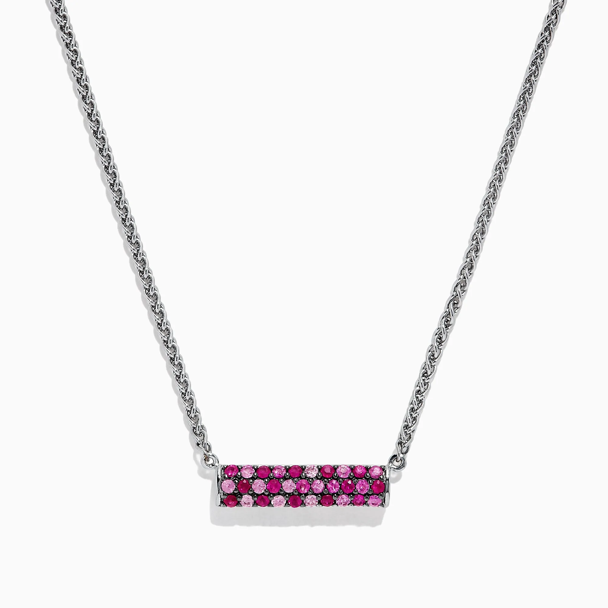 Splash Sterling Silver Pink Sapphire and Ruby Necklace, 1.00 TCW