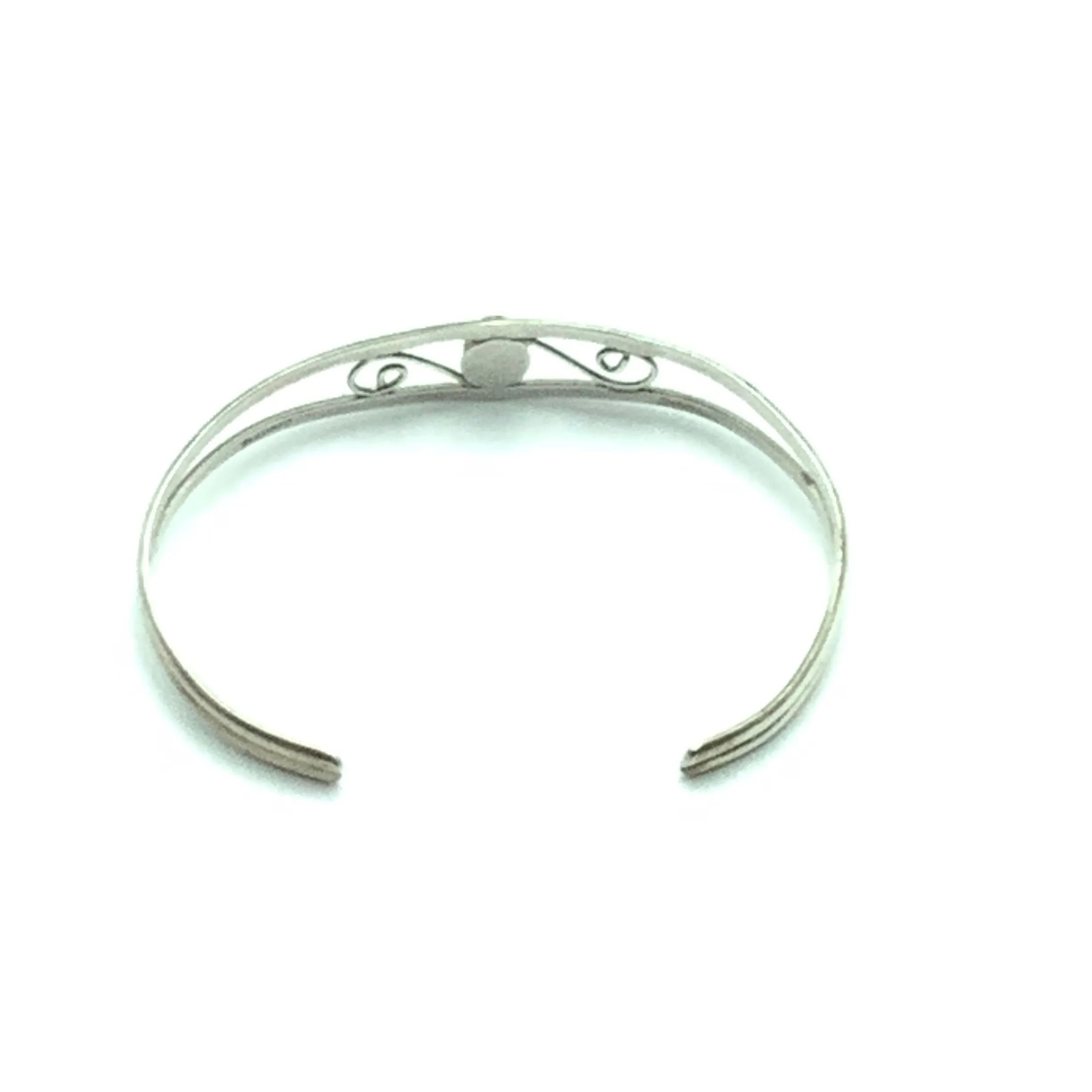 Sterling Silver & Opal Cuff Bracelet Iridescent Stone