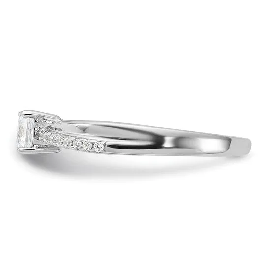 Sterling Silver CZ Princess Square Criss Cross Ring