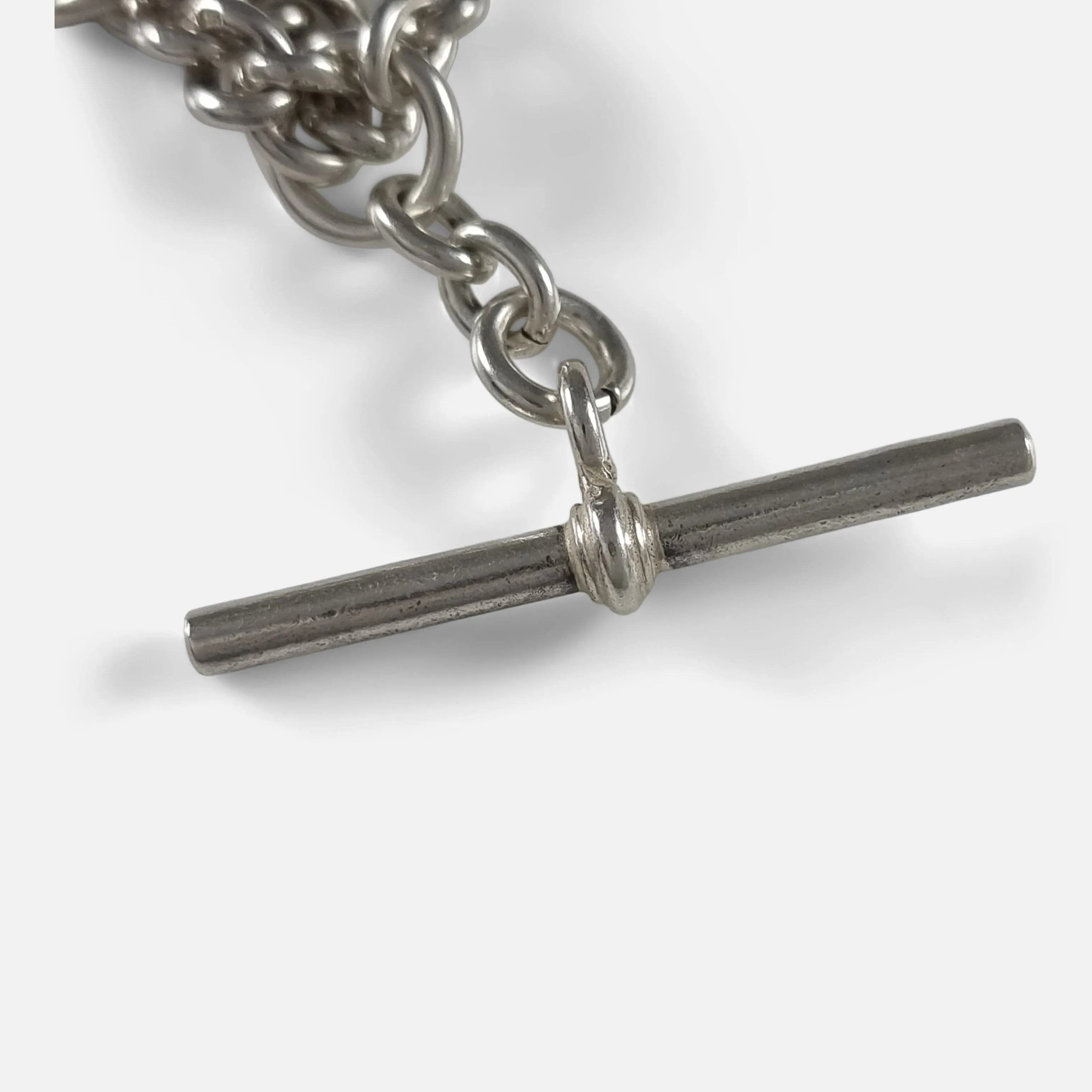 Sterling Silver Double Albert Watch Chain - 47.3g