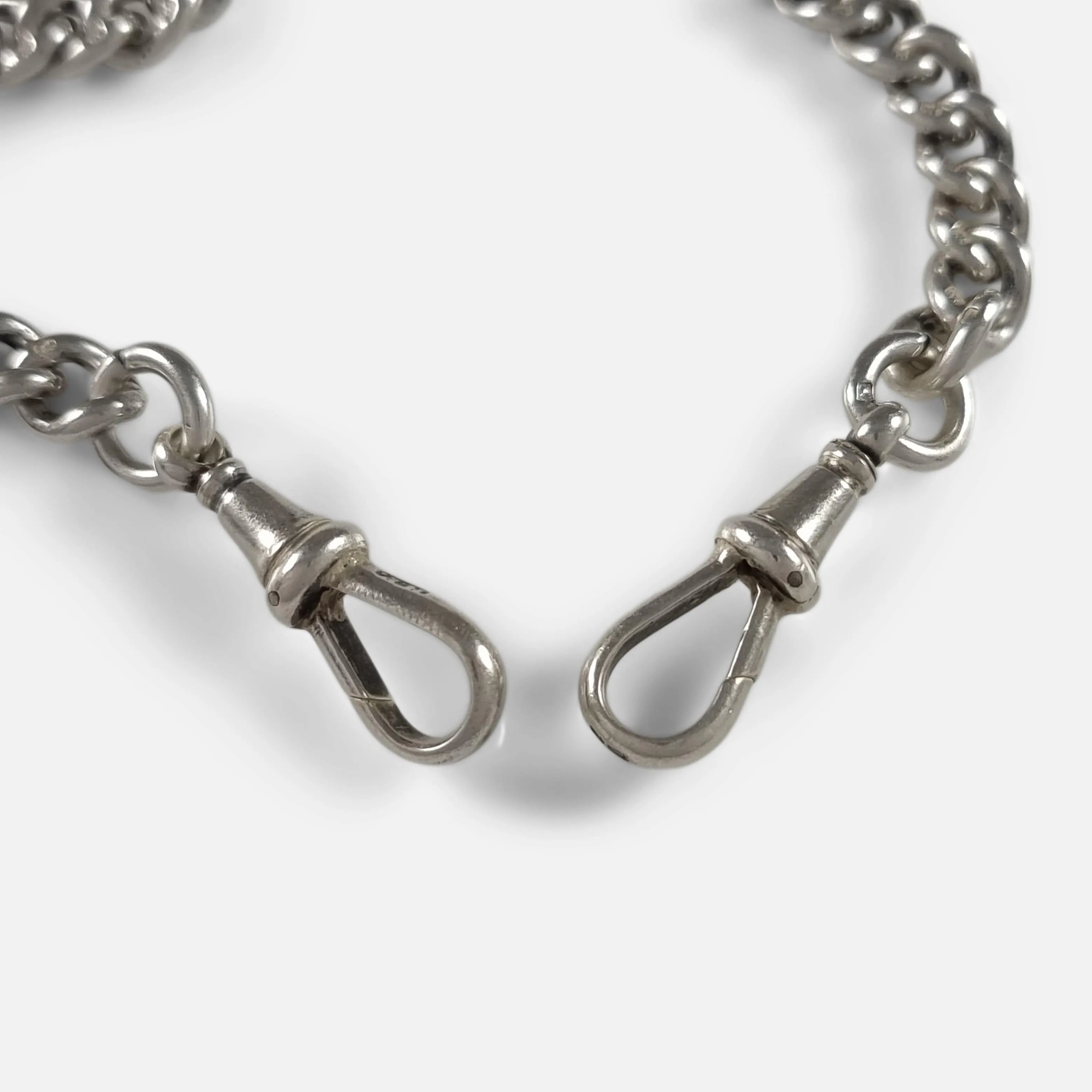 Sterling Silver Double Albert Watch Chain - 47.3g