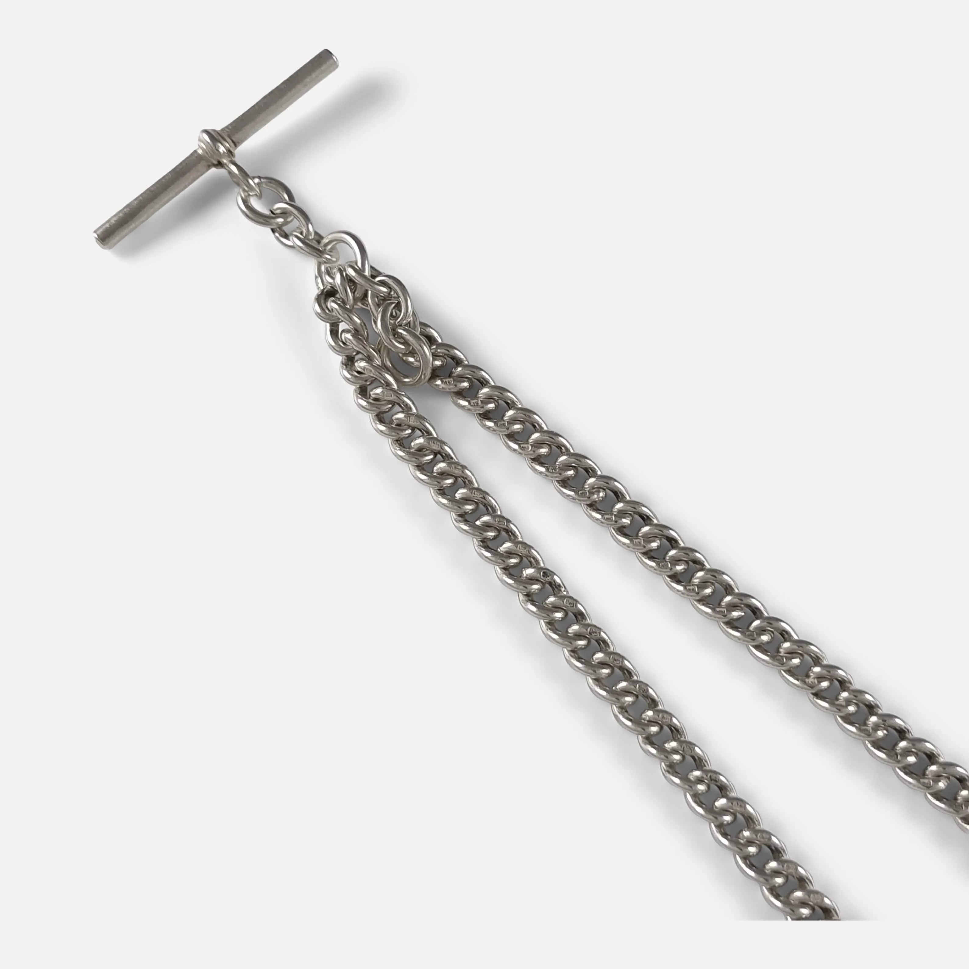 Sterling Silver Double Albert Watch Chain - 47.3g