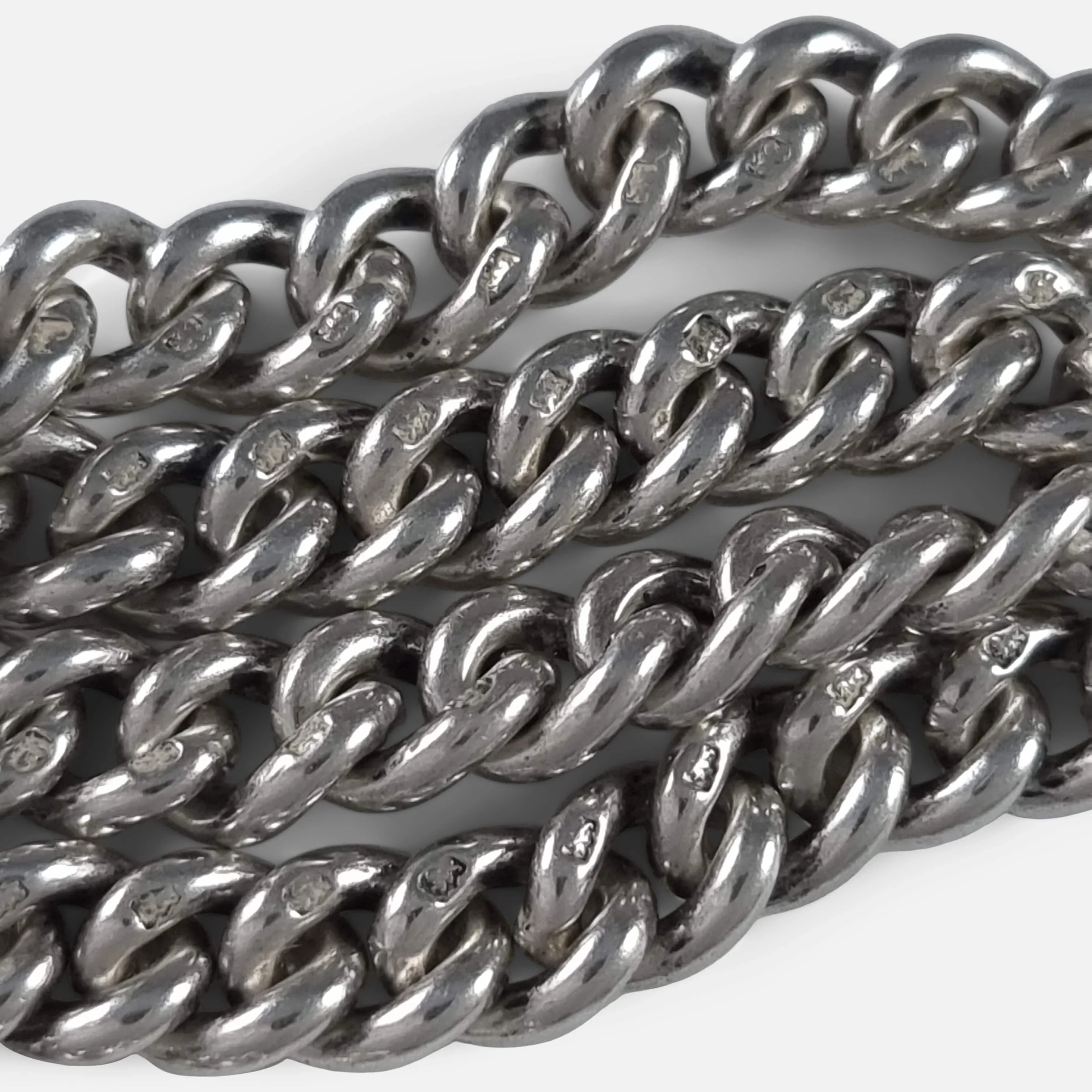 Sterling Silver Double Albert Watch Chain - 47.3g