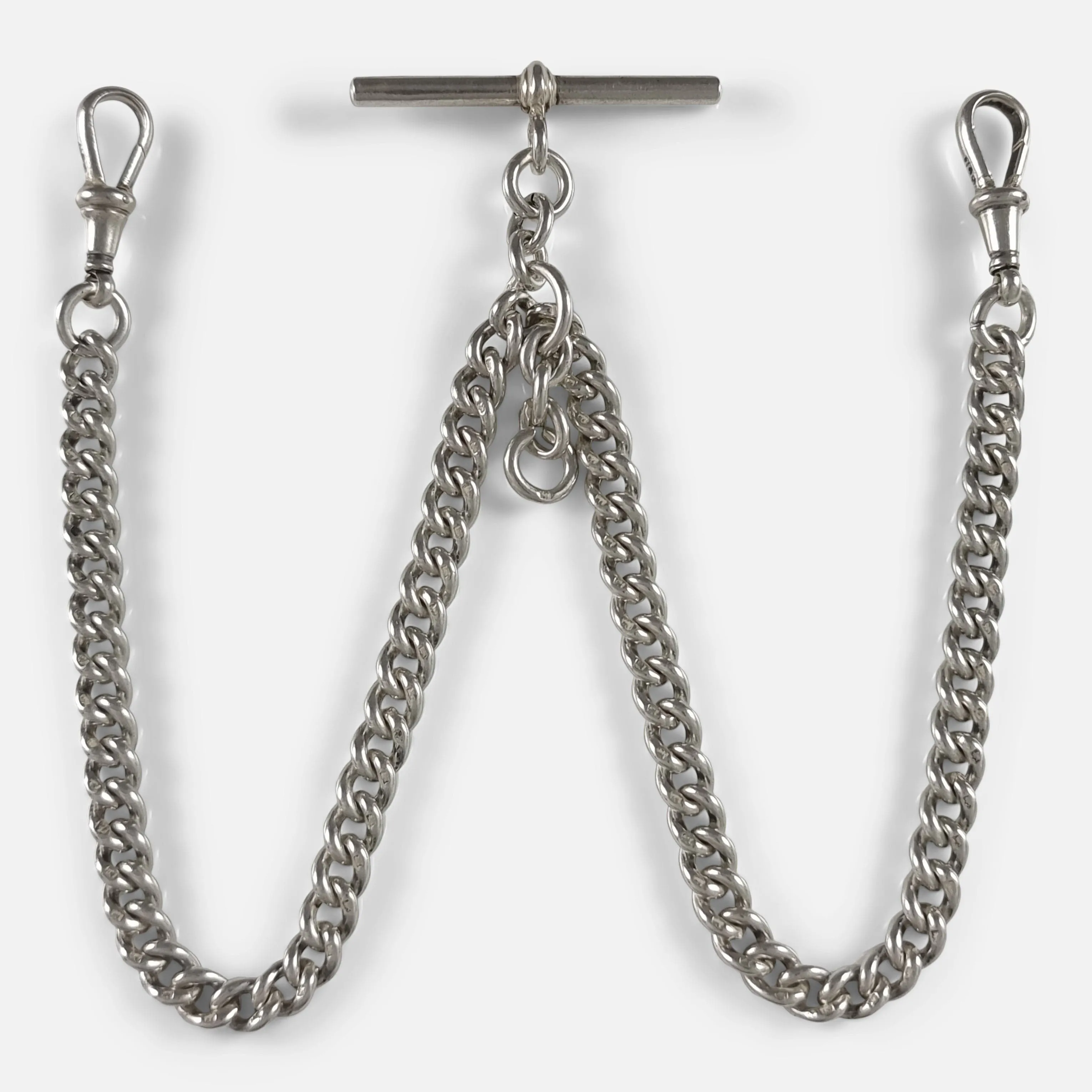 Sterling Silver Double Albert Watch Chain - 47.3g