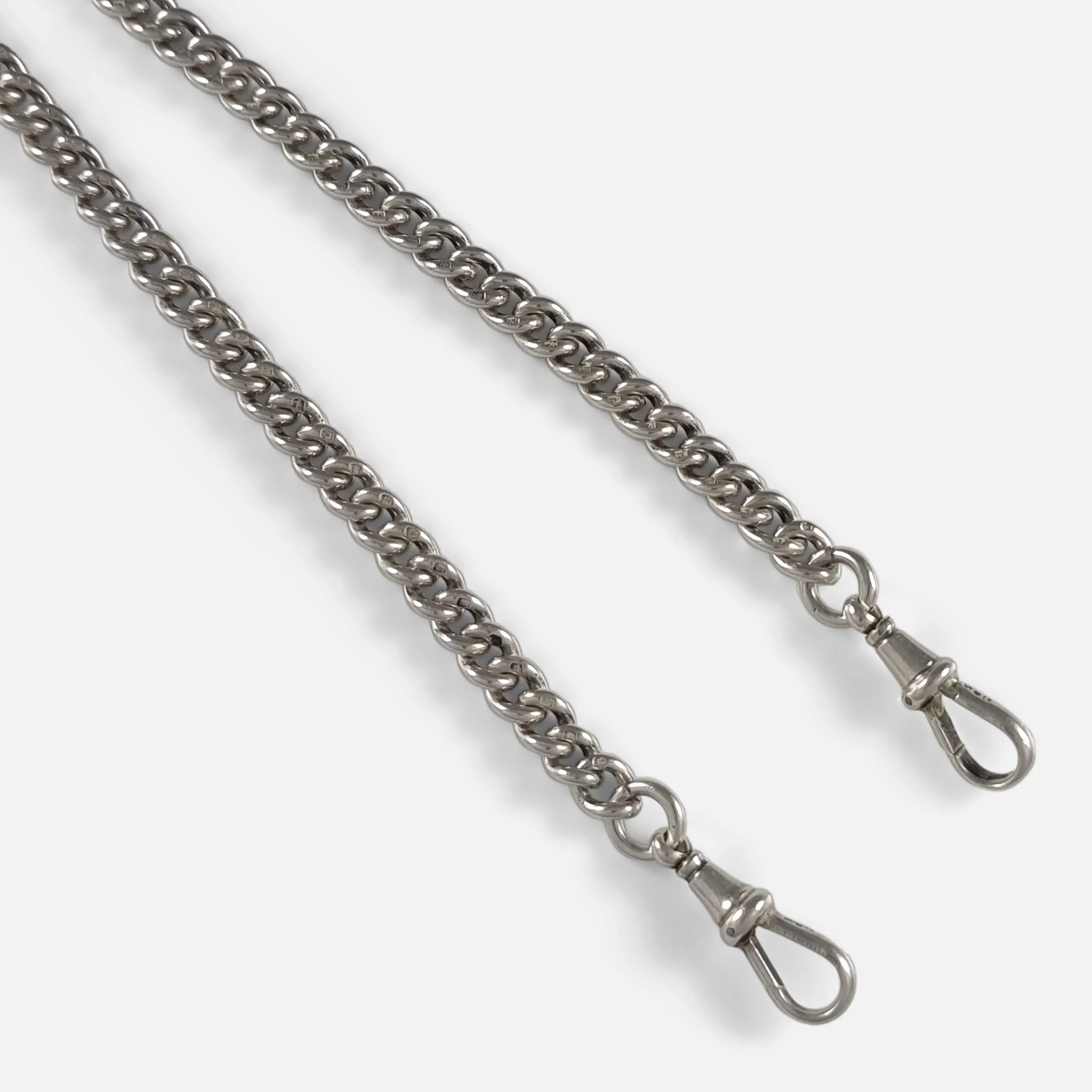 Sterling Silver Double Albert Watch Chain - 47.3g