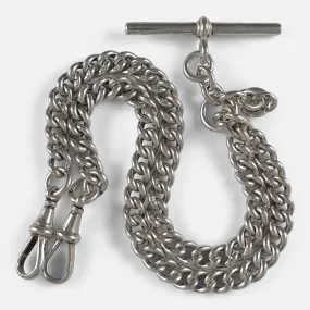 Sterling Silver Double Albert Watch Chain - 47.3g