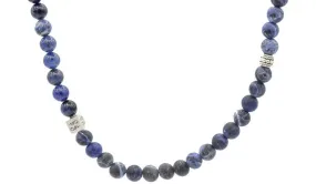 Sterling Silver Sodalite Gloss & Matte Balinese Natural Gemstone Necklace