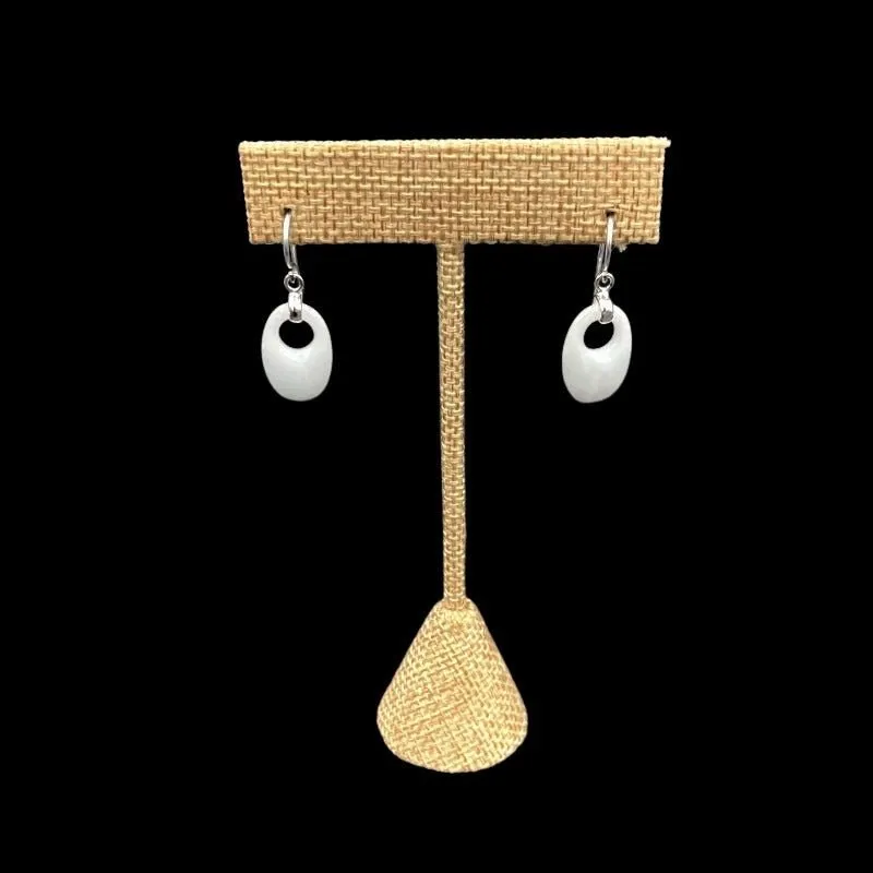 Sterling Silver White Jade Dangle Earrings