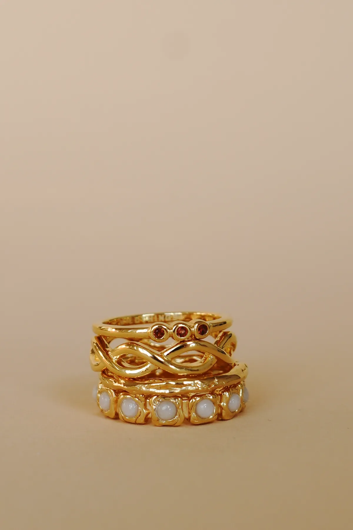 Sunset orange ring gold plated