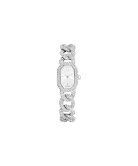 SWAROVSKI DEXTERA CHAIN WATCH, SWISS MADE,CRYSTAL BRACELET, SLIVER TONE, STAINLESS STEEL