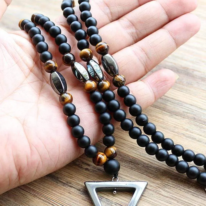 Tiger Eye & Hematite Beaded Necklace