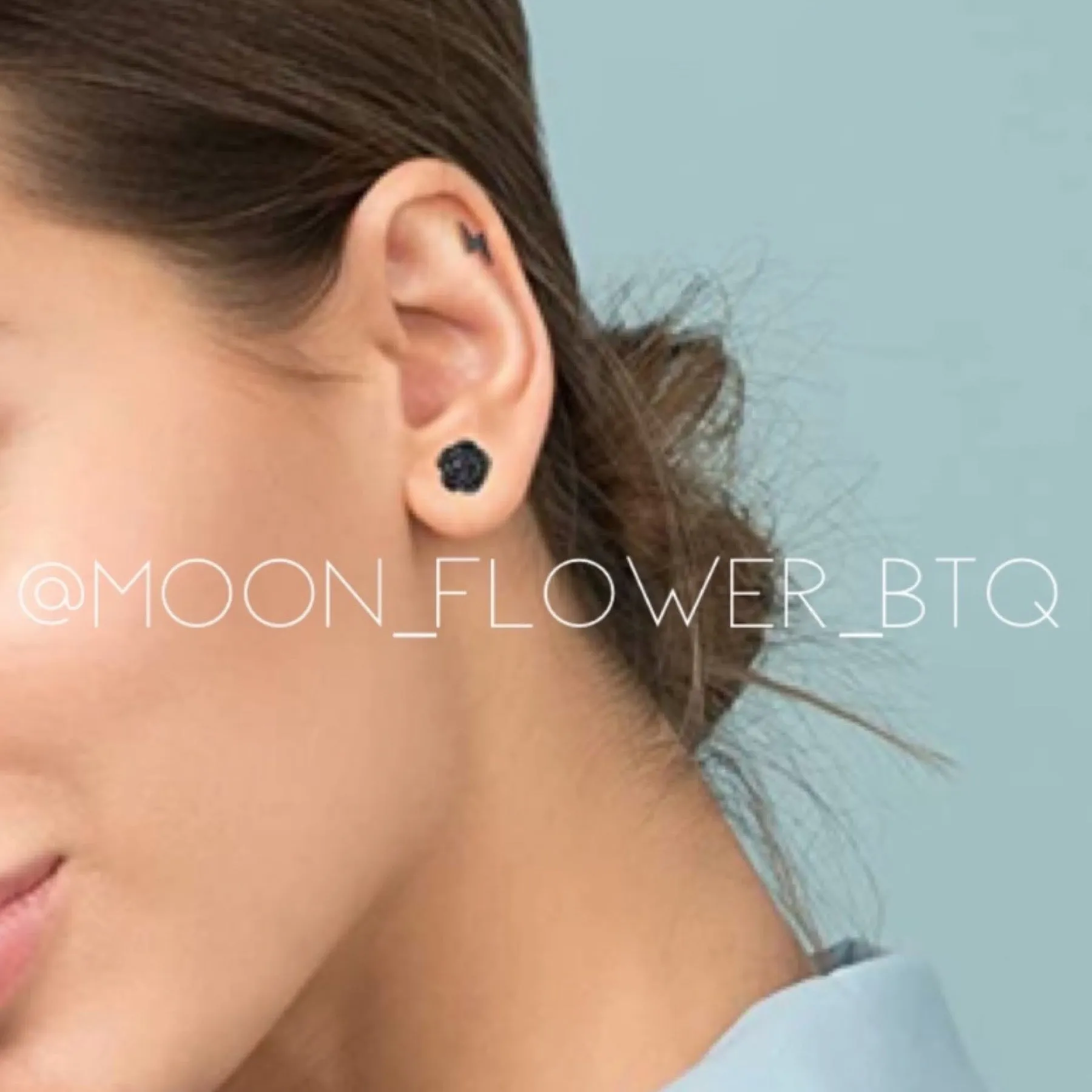 Tiny Black Rose Bud Earrings
