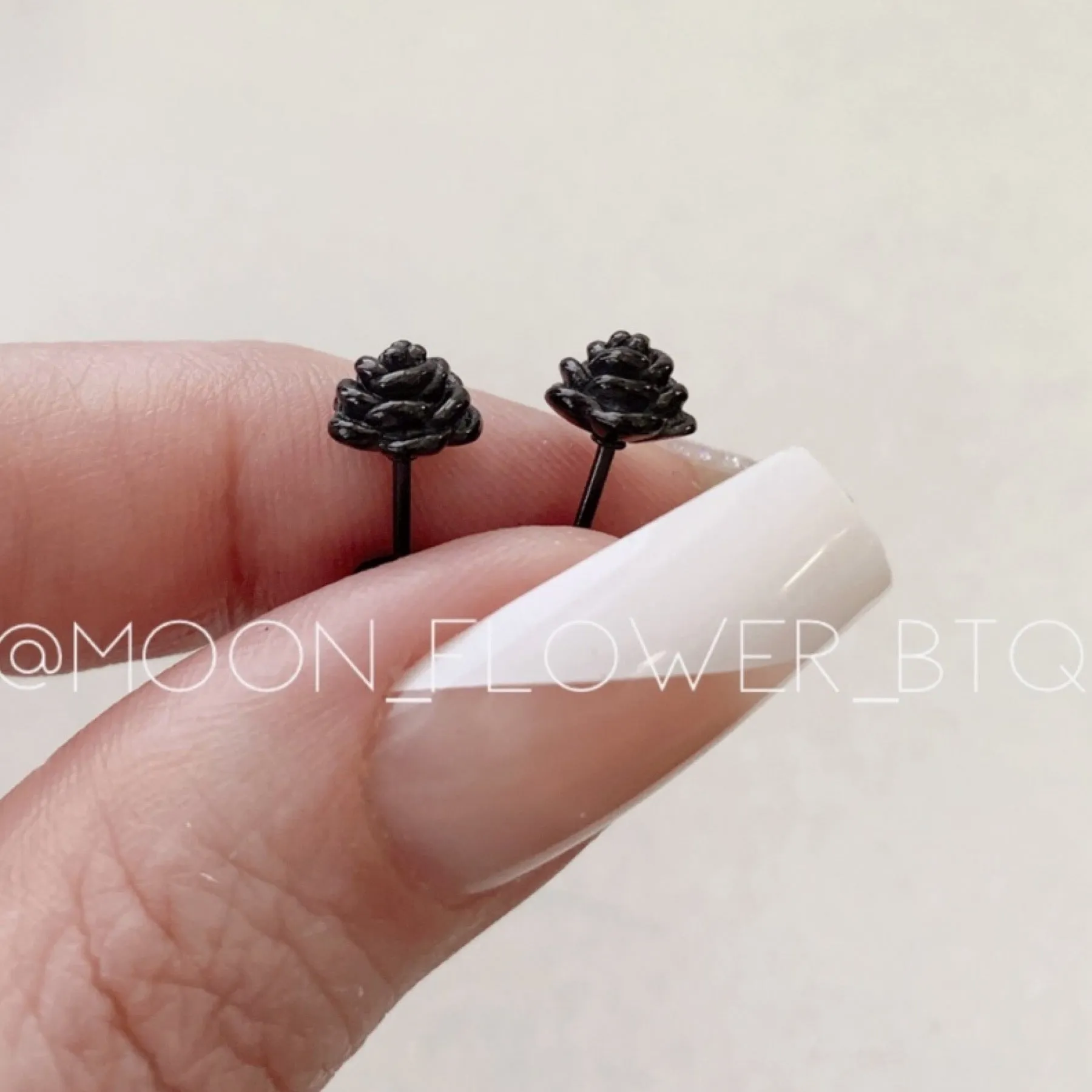 Tiny Black Rose Bud Earrings