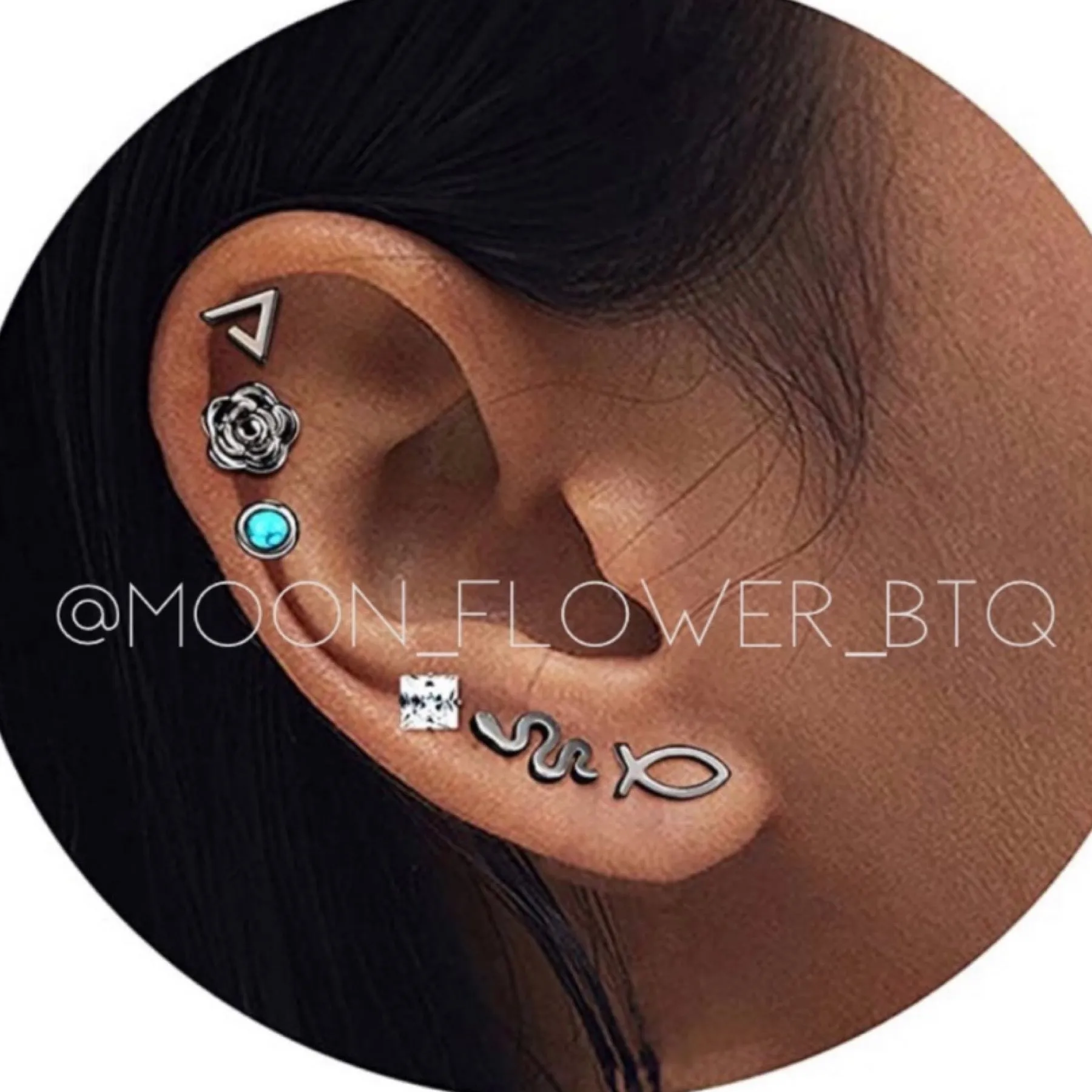 Tiny Black Rose Bud Earrings