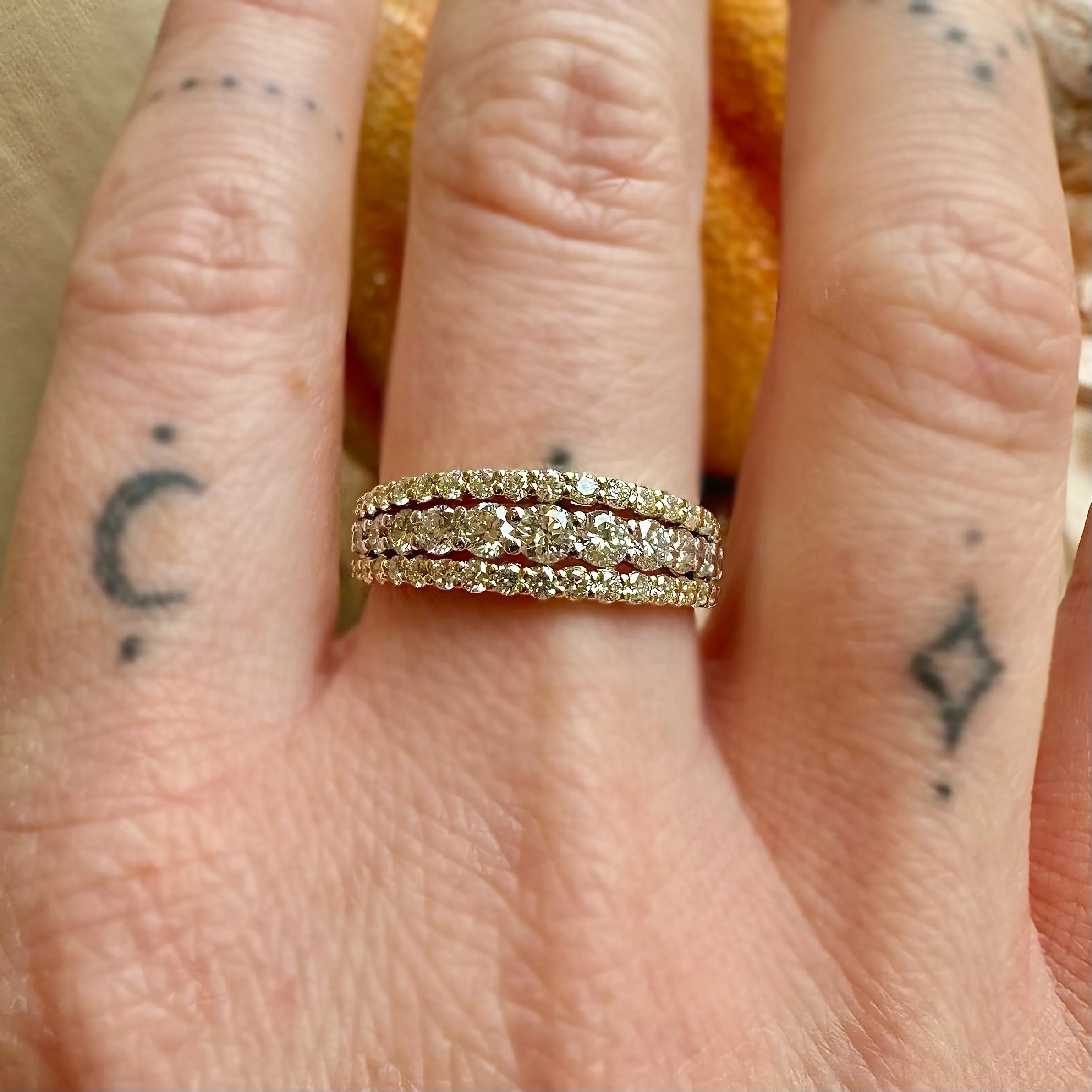 Two Tone Triple Diamond Band