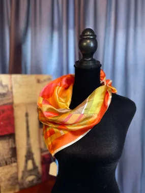 Vintage 70's style bright colored Square silk scarf