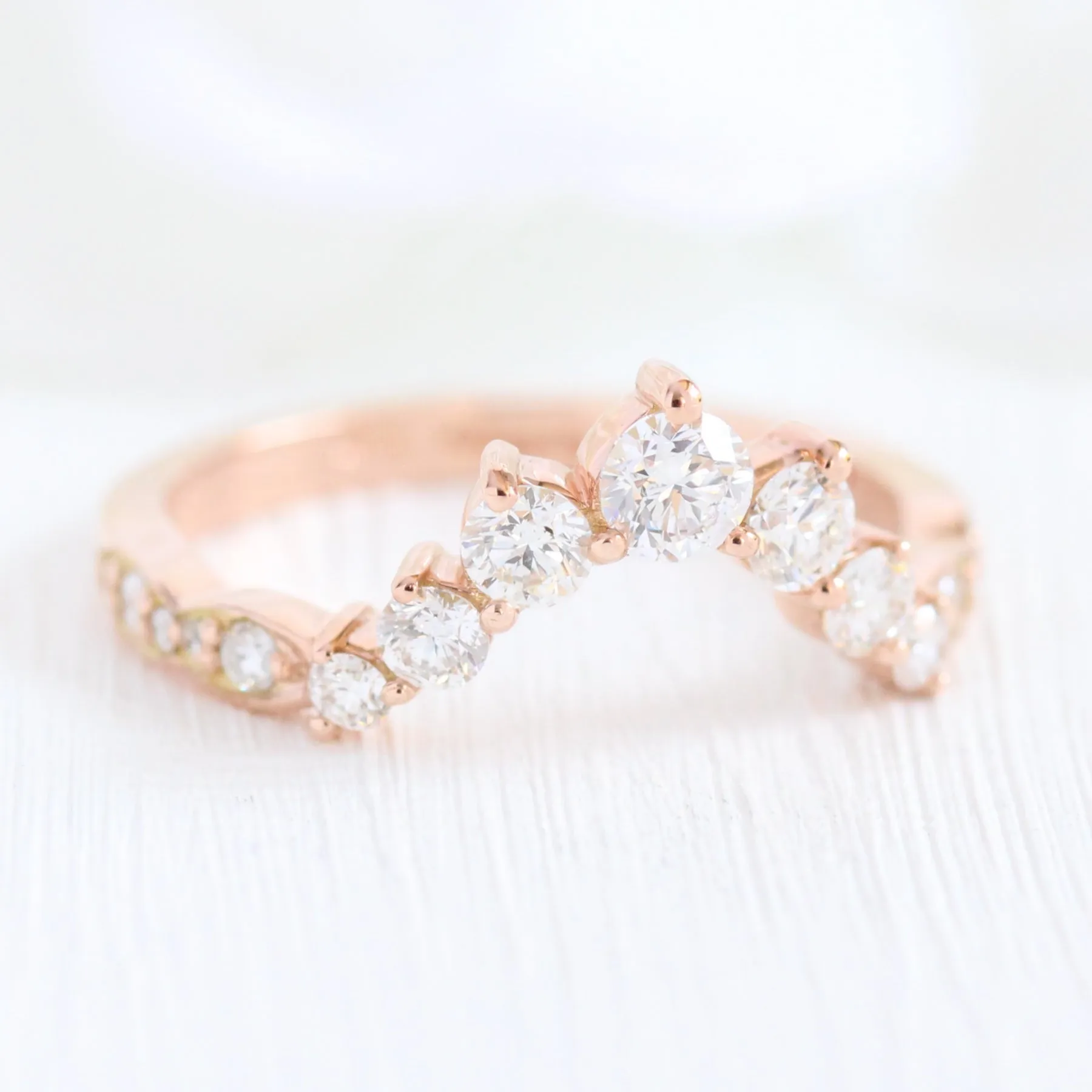 Vintage Floral Oval Ring Bridal Set w/ Moissanite and Large 7 Diamond Scalloped Band